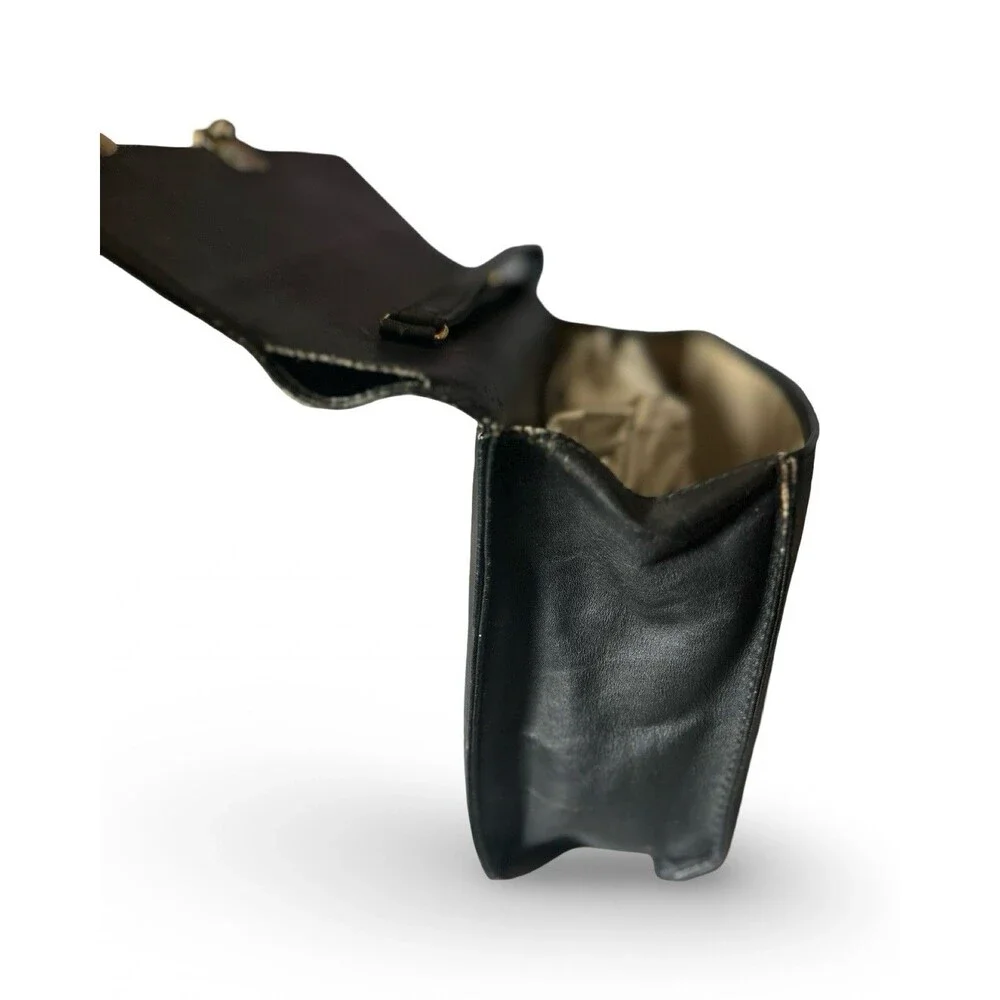 Authentic dunhill Leather Second bag Clutch bag Black working lock